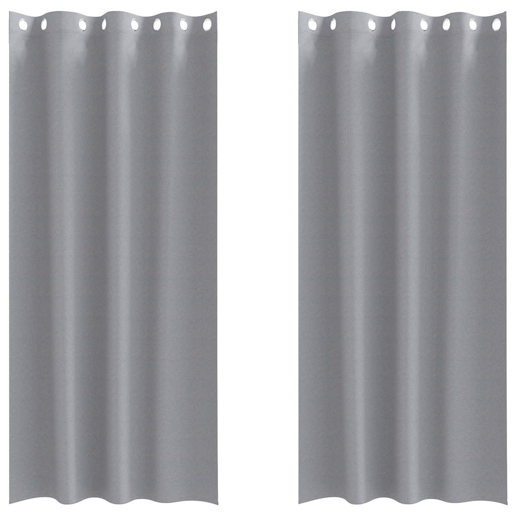 Mørklægningsgardiner med ringe 2 stk. Lysegrå 245 x 140 cm