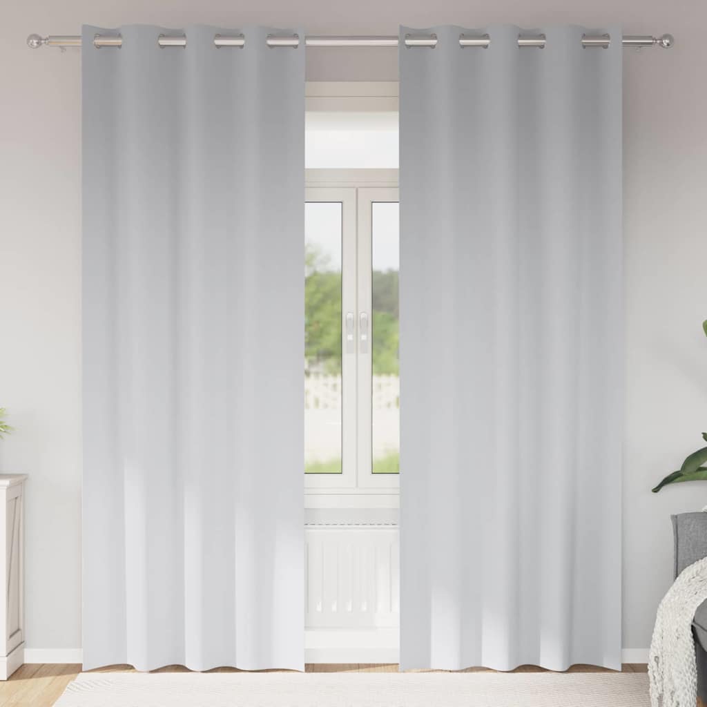 Mørklægningsgardiner med ringe 2 stk. Bleg Grå 260 x 140 cm