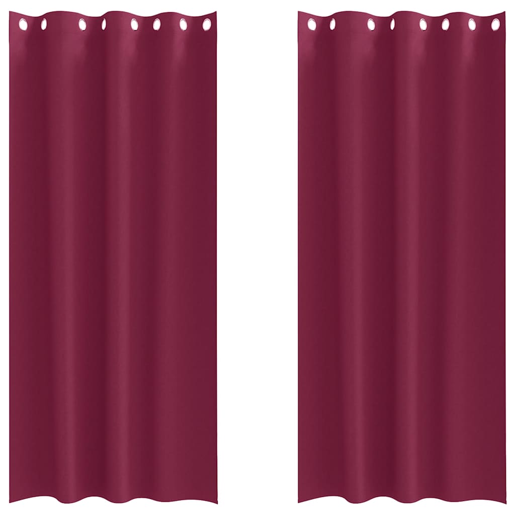 Mørklægningsgardiner med ringe 2 stk. Vinrød 260 x 140 cm
