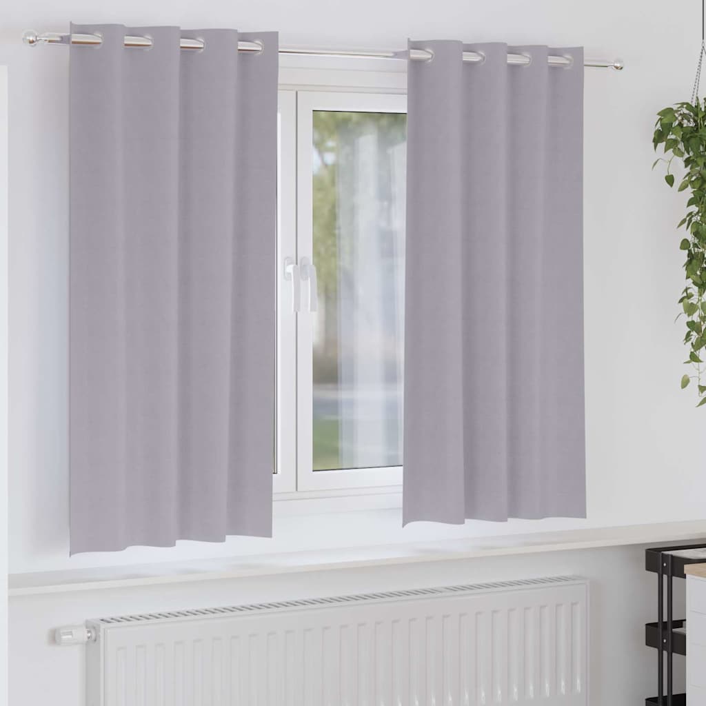 Mørklægningsgardiner med ringe 2 stk. Metal Grå 175 x 140 cm