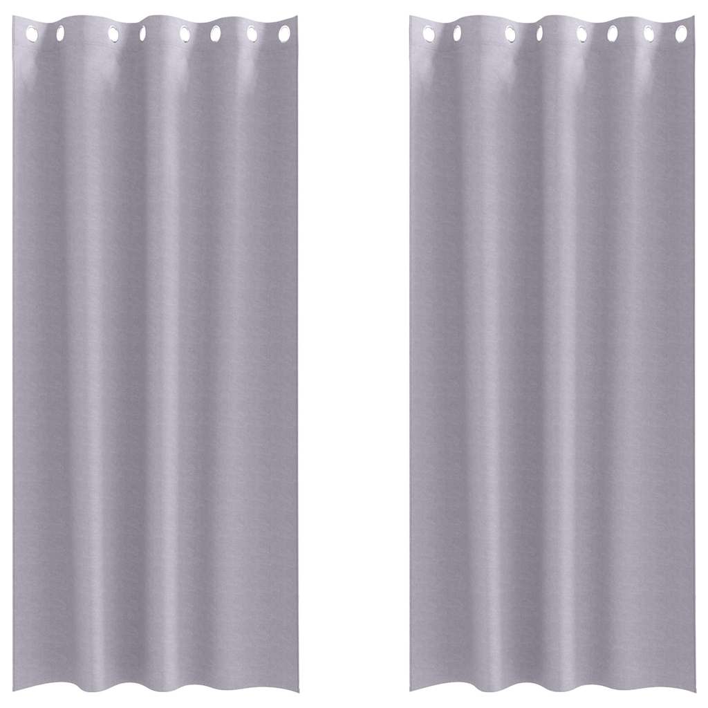 Mørklægningsgardiner med ringe 2 stk. Metal Grå 225 x 140 cm