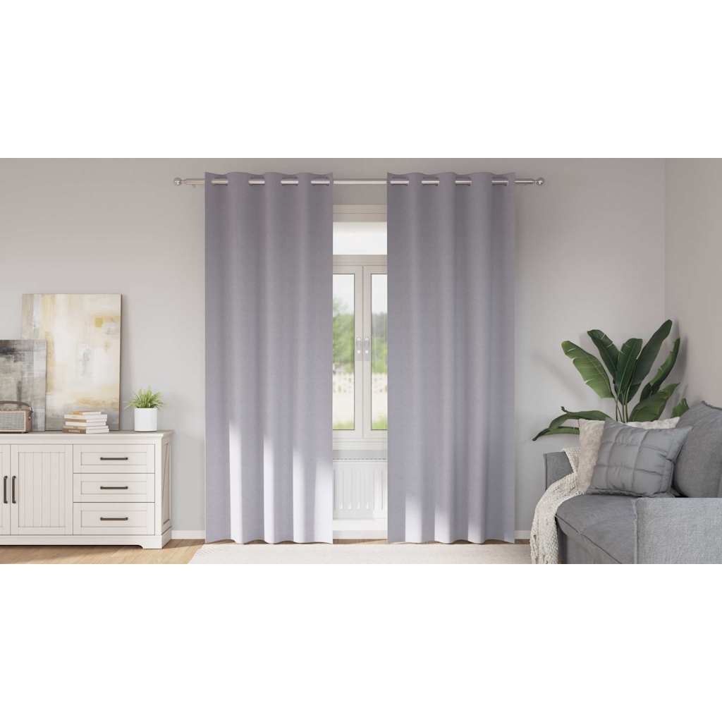 Mørklægningsgardiner med ringe 2 stk. Metal Grå 245 x 140 cm