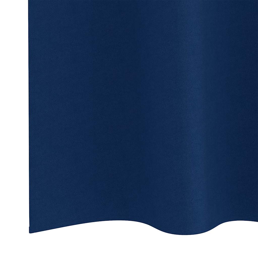 Mørklægningsgardiner med ringe 2 stk. Mørk blå 260 x 140 cm