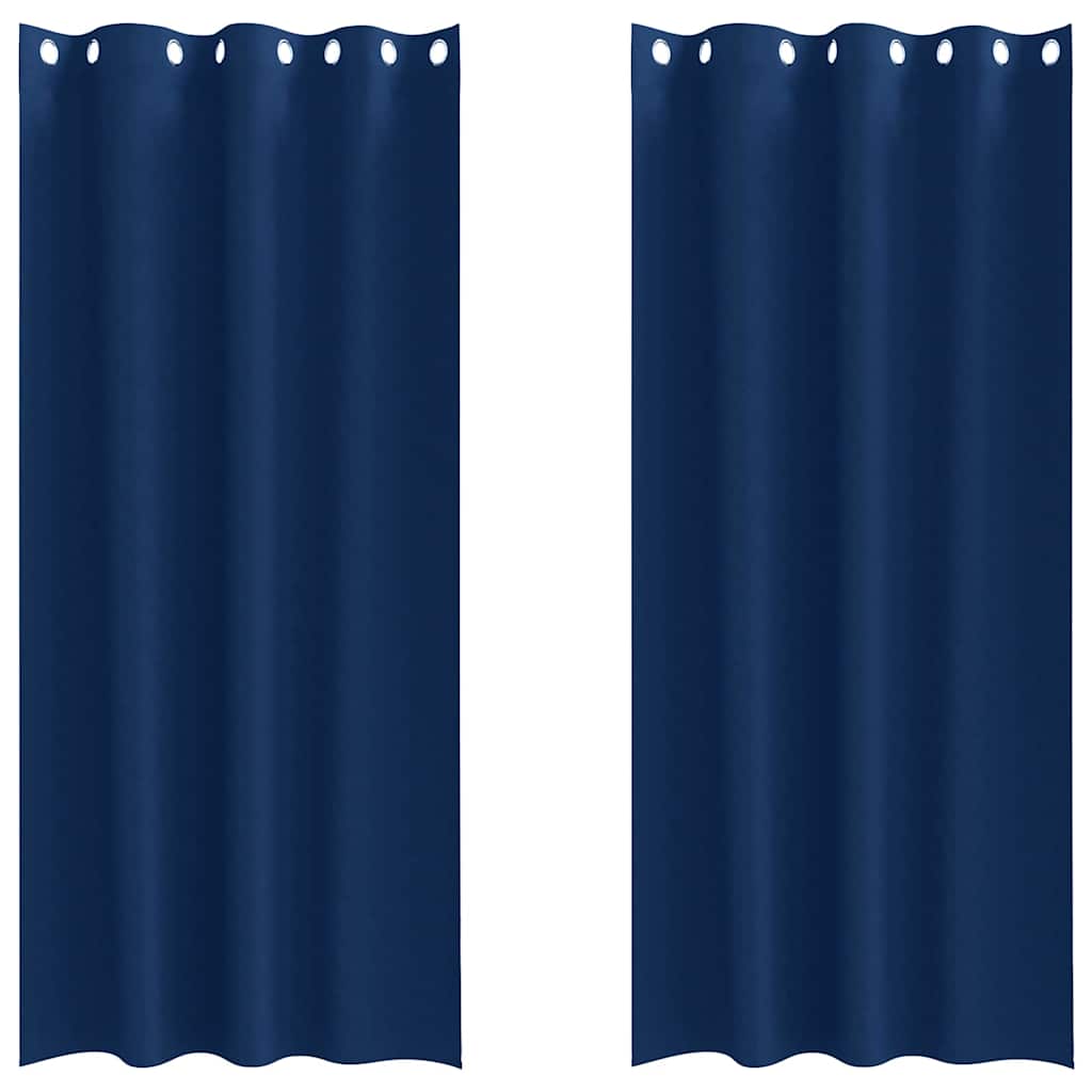 Mørklægningsgardiner med ringe 2 stk. Mørk blå 260 x 140 cm