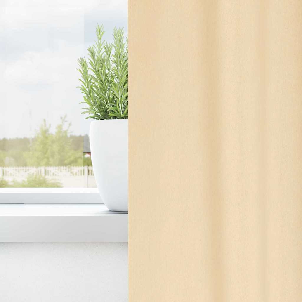 Mørklægningsgardiner med ringe 2 stk. Cremefarvet 175 x 140 cm