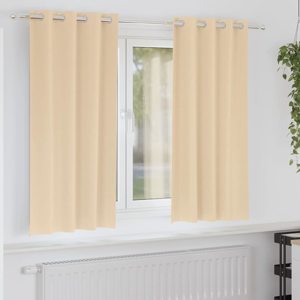 Mørklægningsgardiner med ringe 2 stk. Cremefarvet 175 x 140 cm