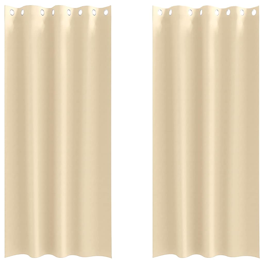 Mørklægningsgardiner med ringe 2 stk. Cremefarvet 225 x 140 cm