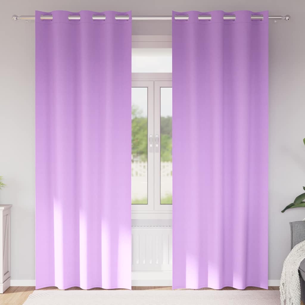 Mørklægningsgardiner med ringe 2 stk. Lilla 260 x 140 cm