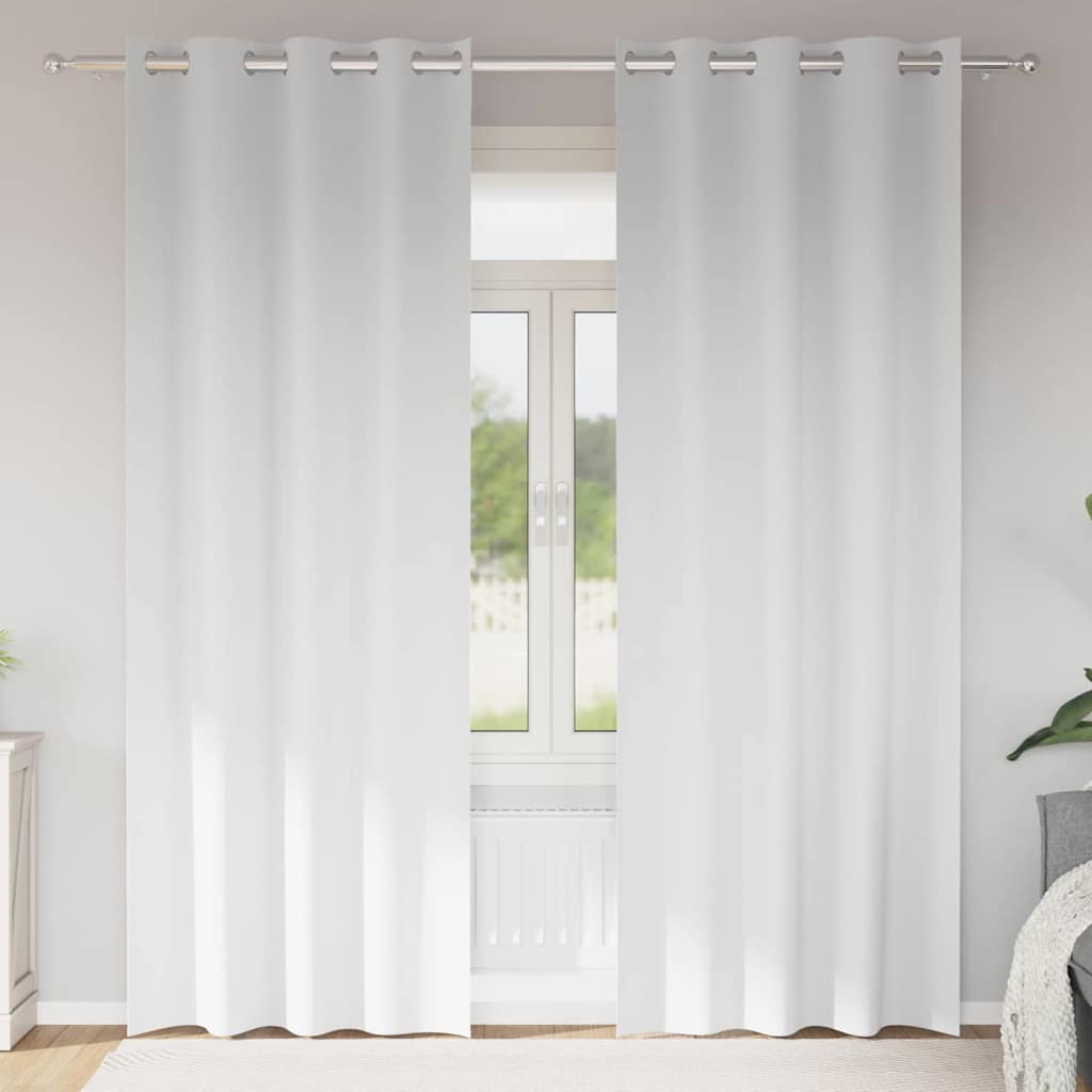 Mørklægningsgardiner med ringe 2 stk. Ren Hvid 245 x 140 cm