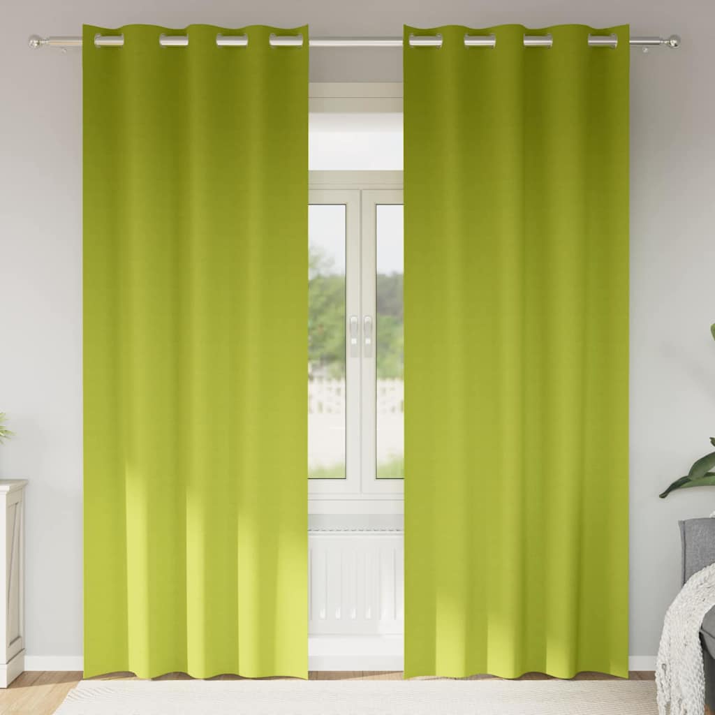 Mørklægningsgardiner med ringe 2 stk. Grøn 260 x 140 cm