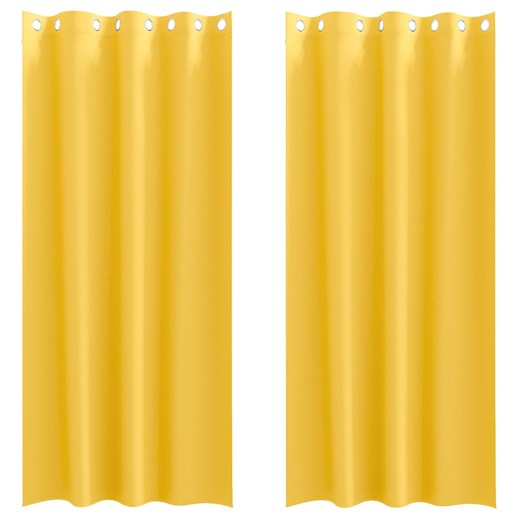 Mørklægningsgardiner med ringe 2 stk. Sennepsgul 260 x 140 cm