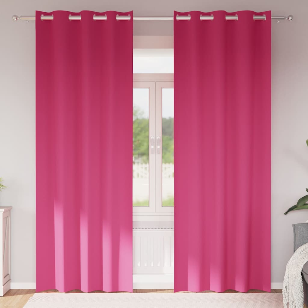 Mørklægningsgardiner med ringe 2 stk. Lys Pink 225 x 140 cm