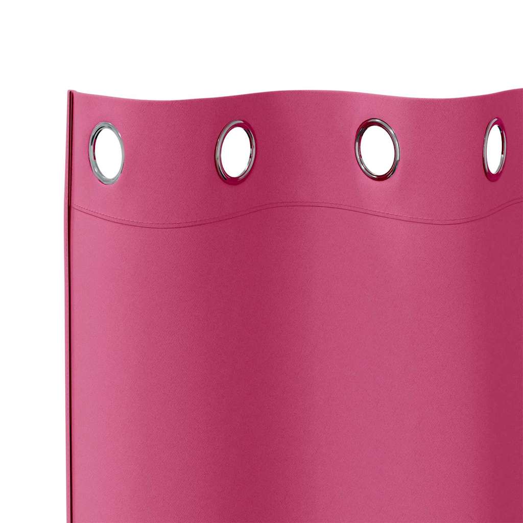 Mørklægningsgardiner med ringe 2 stk. Lys Pink 245 x 140 cm