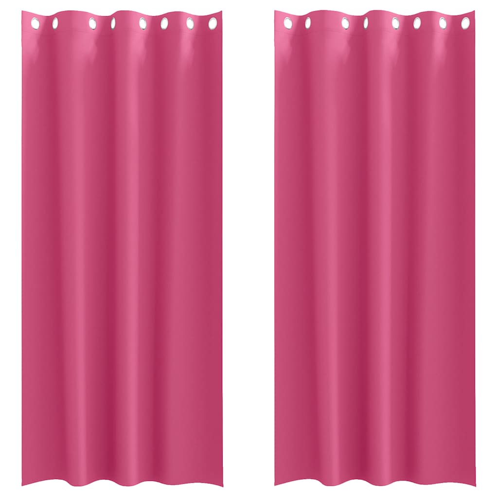 Mørklægningsgardiner med ringe 2 stk. Lys Pink 245 x 140 cm
