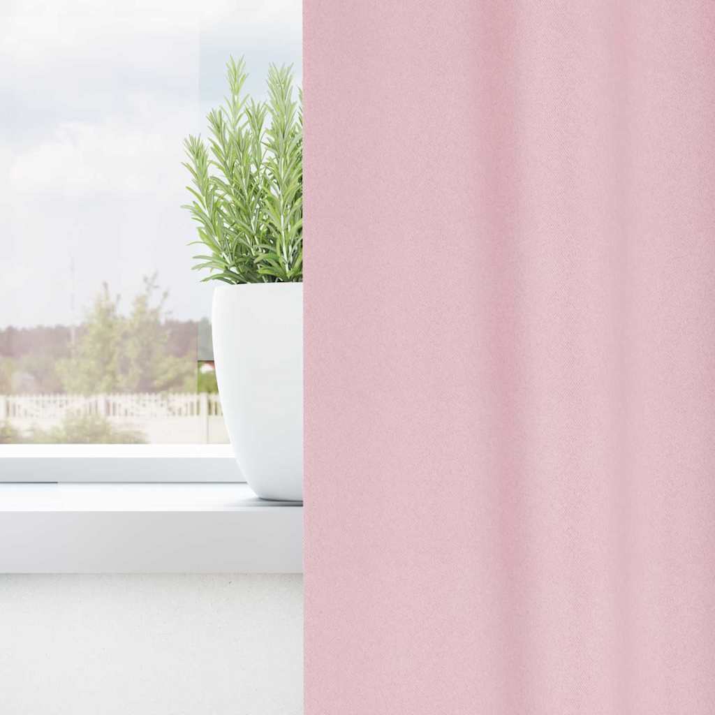 Mørklægningsgardiner med ringe 2 stk. Lyserød 140 x 140 cm