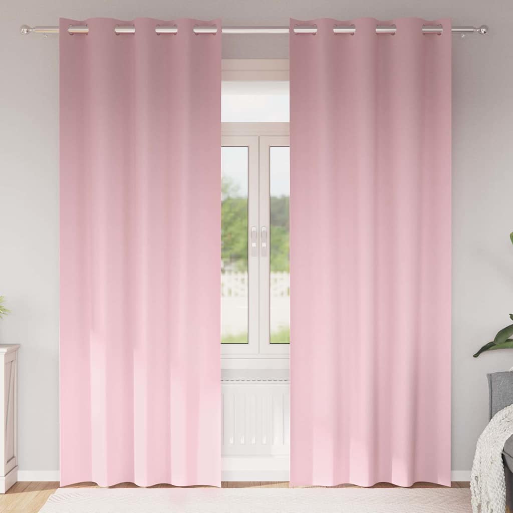 Mørklægningsgardiner med ringe 2 stk. Lyserød 245 x 140 cm
