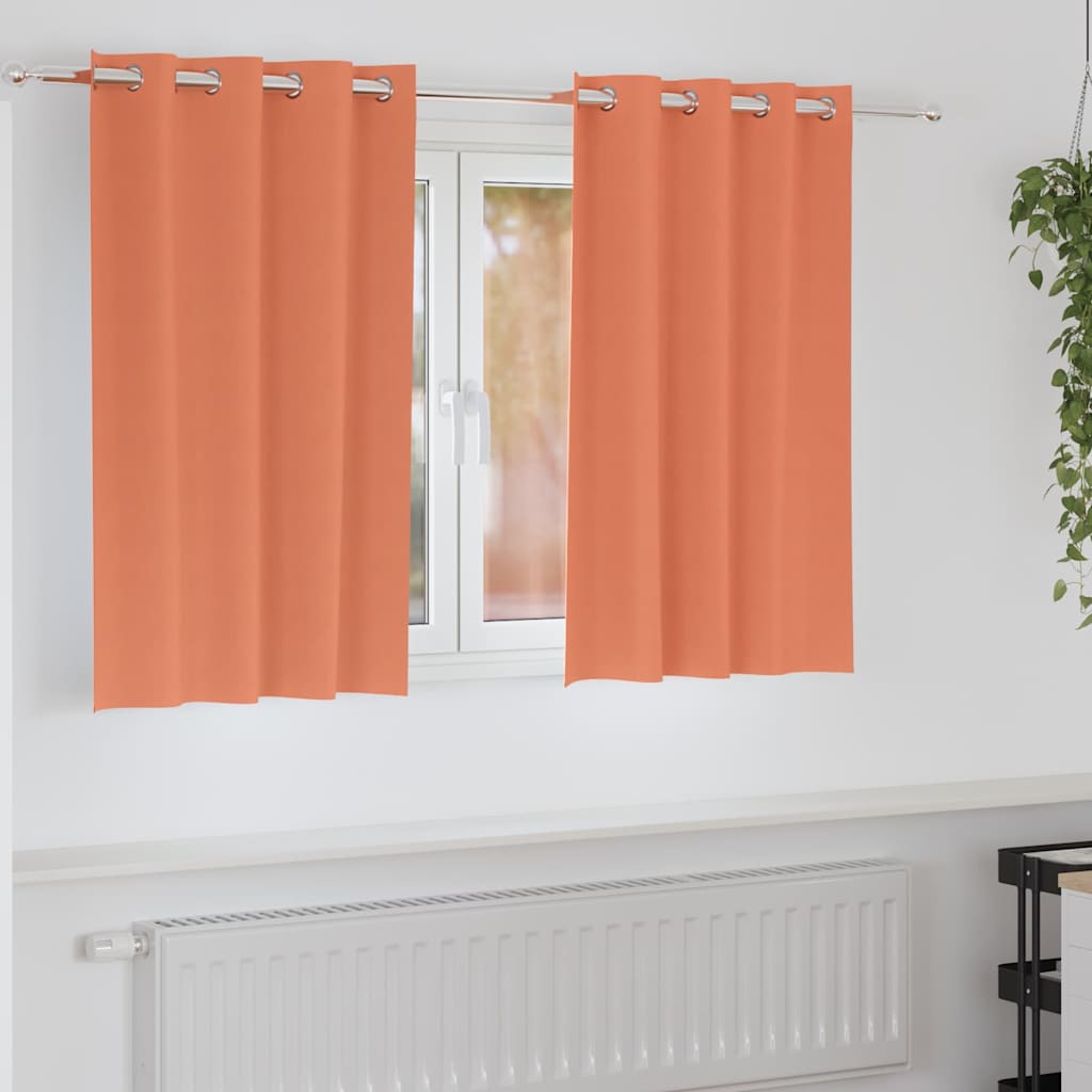 Mørklægningsgardiner med ringe 2 stk. Terrakotta 140 x 140 cm