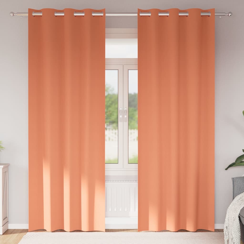 Mørklægningsgardiner med ringe 2 stk. Terrakotta 225 x 140 cm