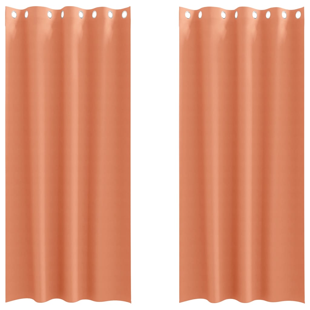 Mørklægningsgardiner med ringe 2 stk. Terrakotta 260 x 140 cm