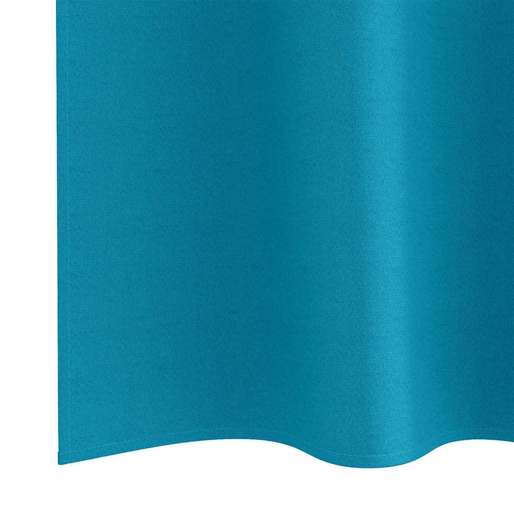 Mørklægningsgardiner med ringe 2 stk. Turkis 245 x 140 cm