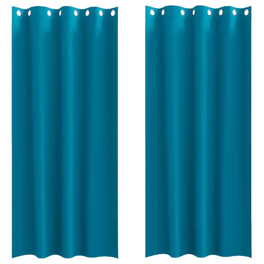 Mørklægningsgardiner med ringe 2 stk. Turkis 245 x 140 cm