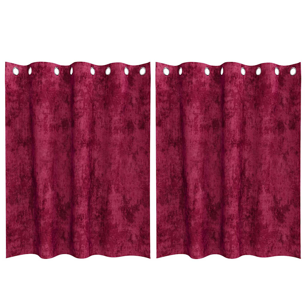 Velour Gardiner 2 stk. Vinrød 140 x 140 cm Fløjl