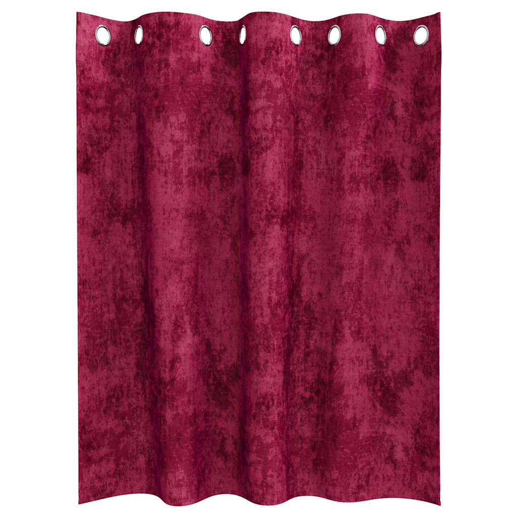 Velour Gardiner 2 stk. Vinrød 140 x 140 cm Fløjl