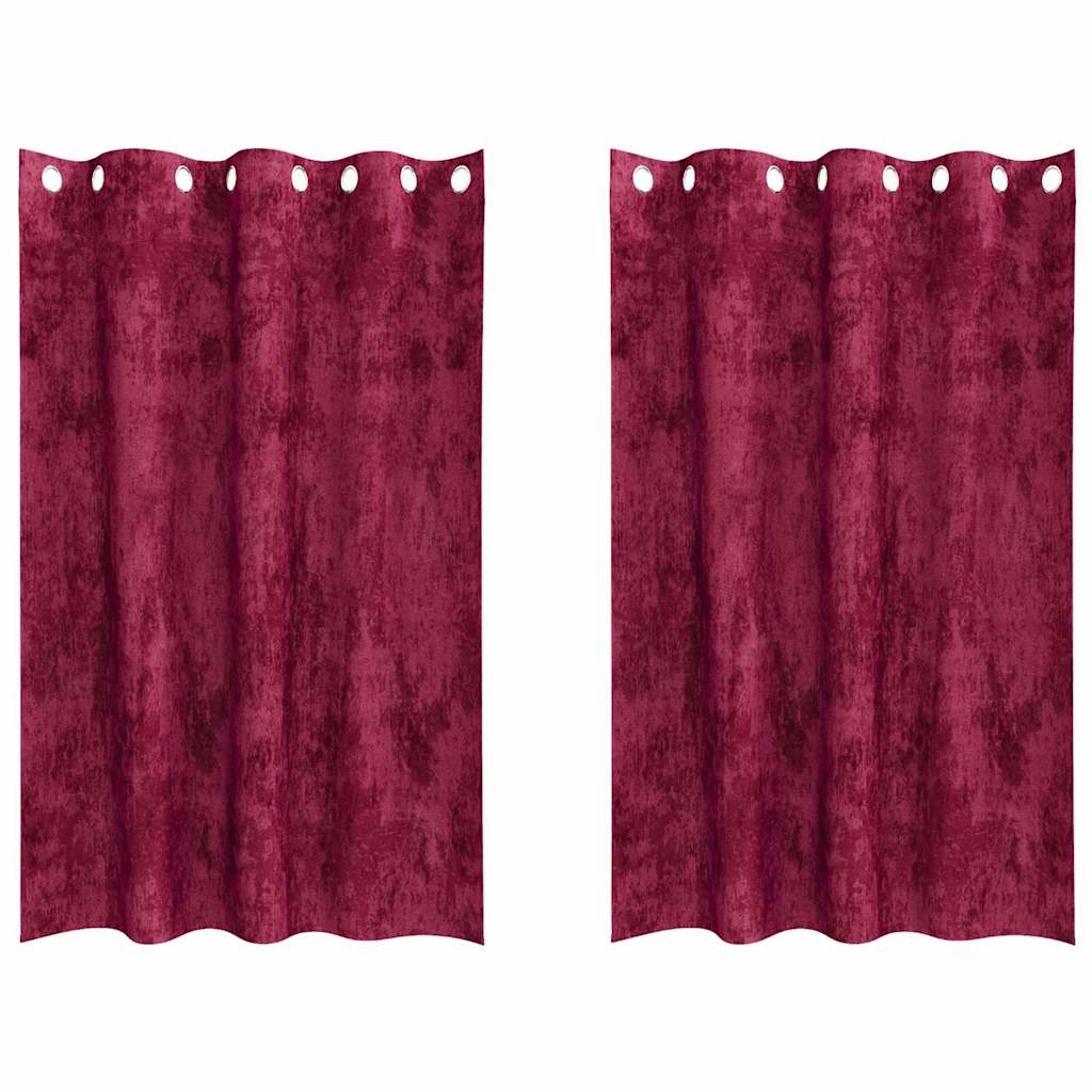 Velour Gardiner 2 stk. Vinrød 175 x 140 cm Fløjl