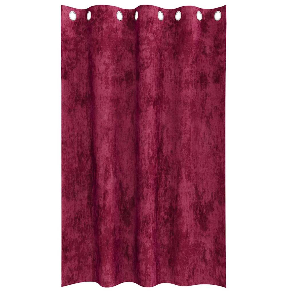 Velour Gardiner 2 stk. Vinrød 175 x 140 cm Fløjl
