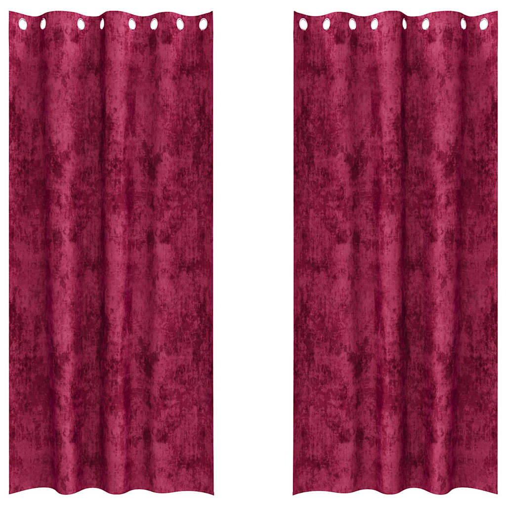 Velour Gardiner 2 stk. Vinrød 225 x 140 cm Fløjl