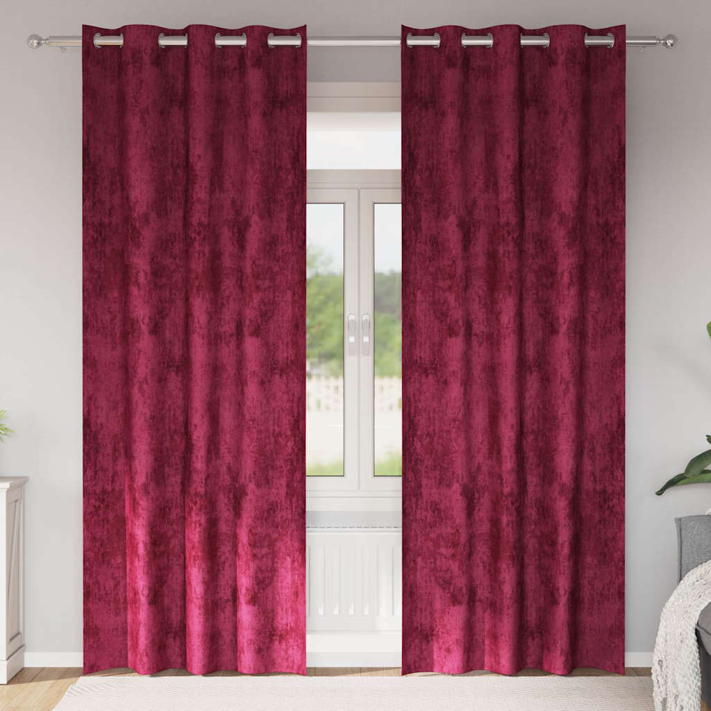 Velour Gardiner 2 stk. Vinrød 260 x 140 cm Fløjl