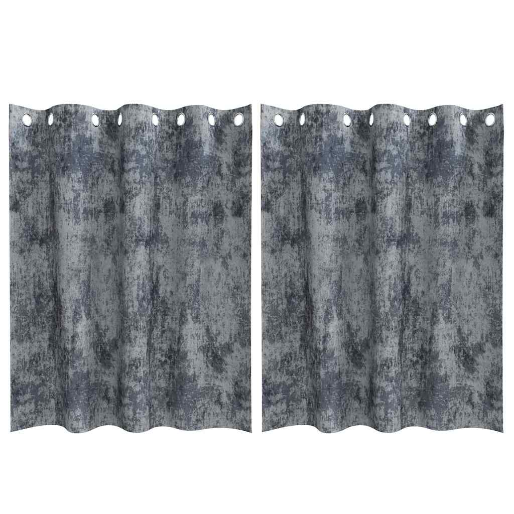 Velour Gardiner 2 stk. Sølvgrå 140 x 140 cm Fløjl