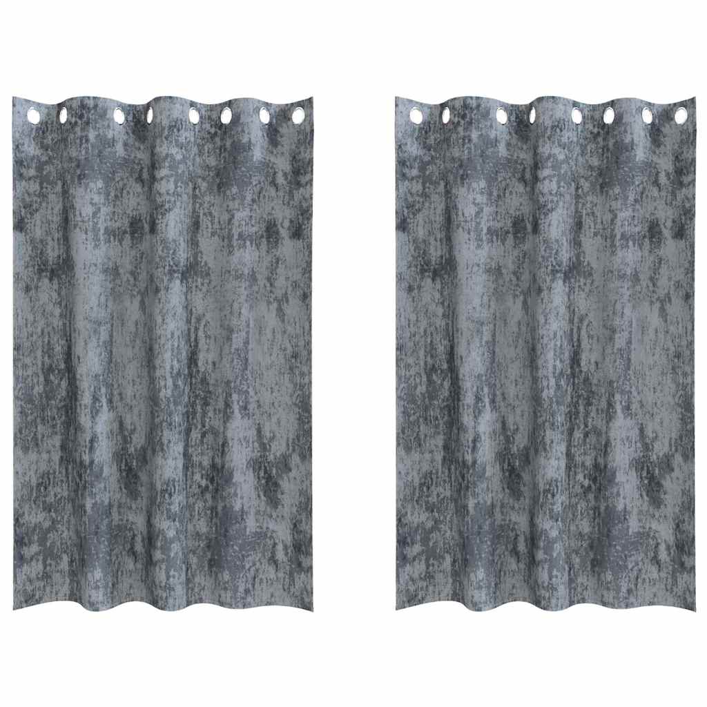 Velour Gardiner 2 stk. Sølvgrå 175 x 140 cm Fløjl