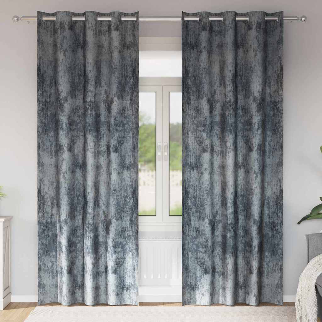 Velour Gardiner 2 stk. Sølvgrå 260 x 140 cm Fløjl