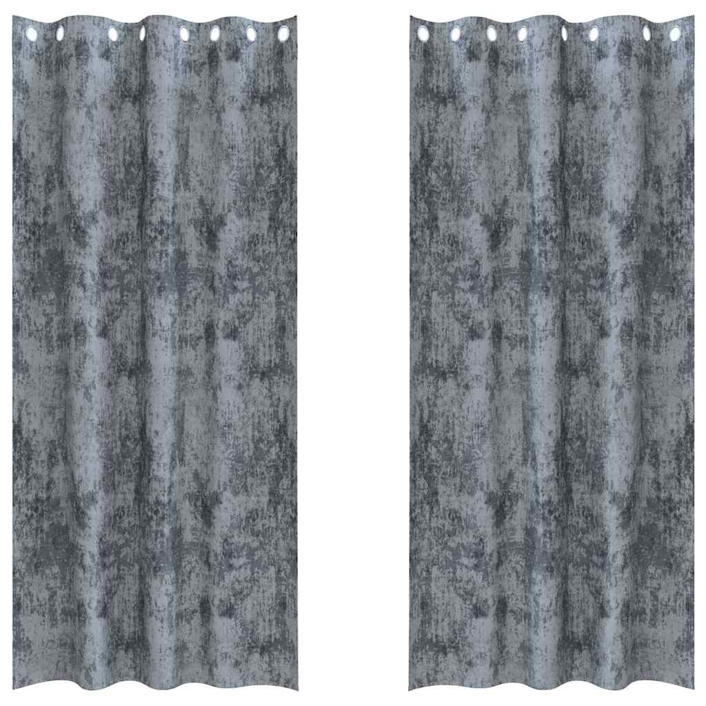Velour Gardiner 2 stk. Sølvgrå 260 x 140 cm Fløjl