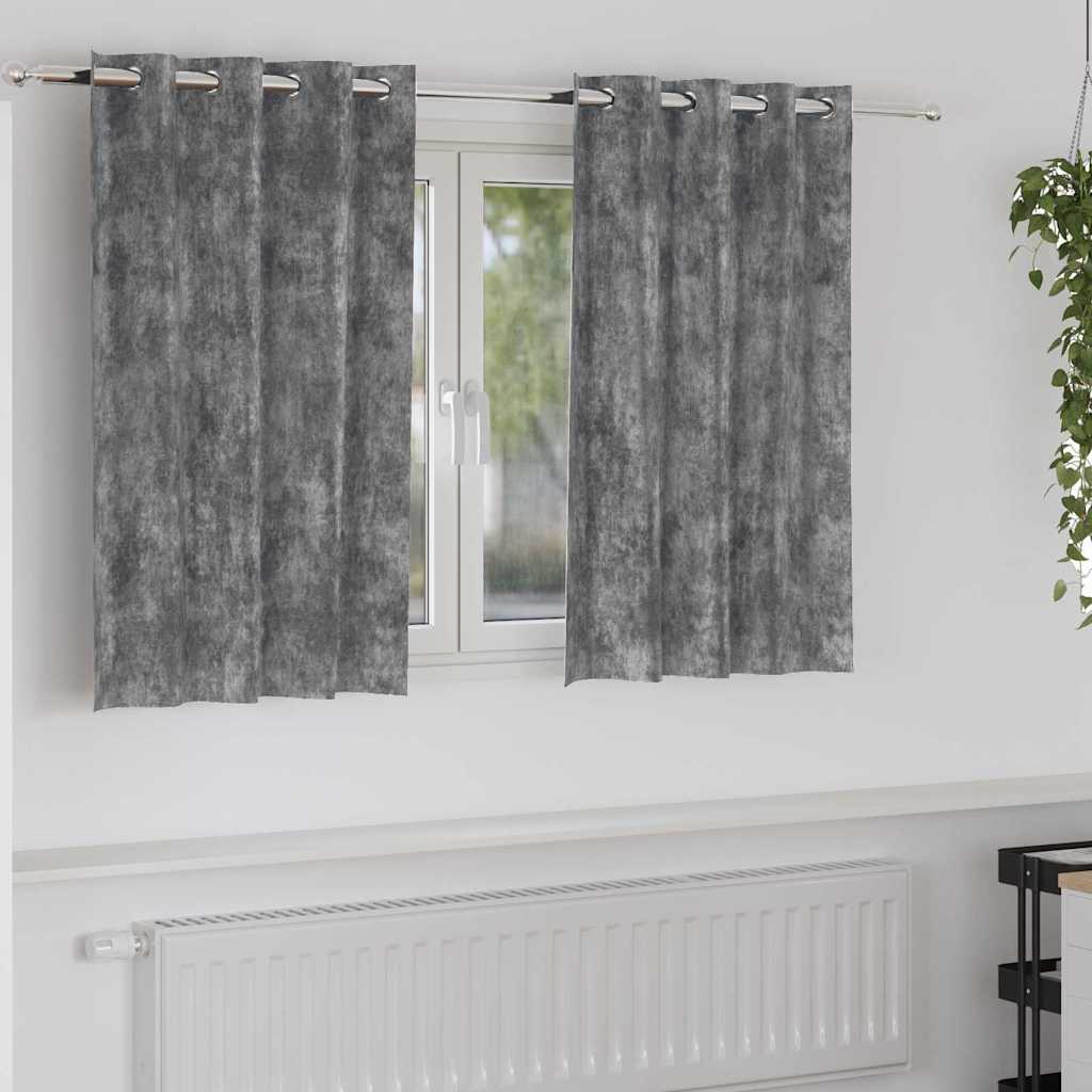 Velour Gardiner 2 stk. Grå 140 x 140 cm Fløjl