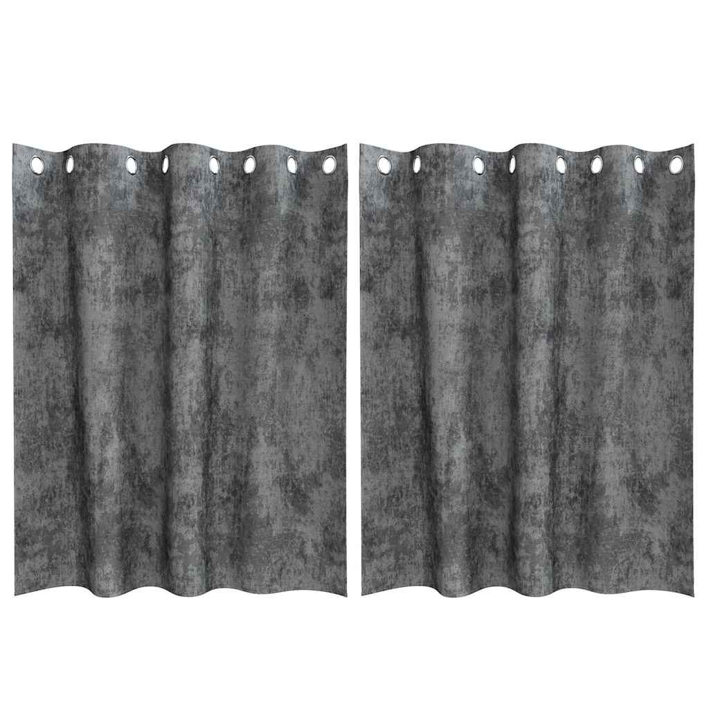 Velour Gardiner 2 stk. Grå 140 x 140 cm Fløjl