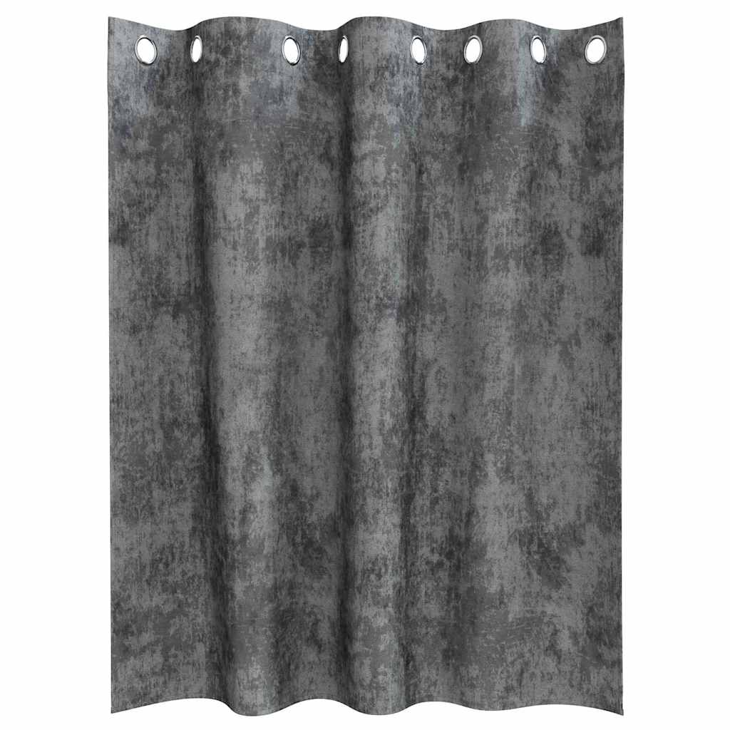 Velour Gardiner 2 stk. Grå 140 x 140 cm Fløjl