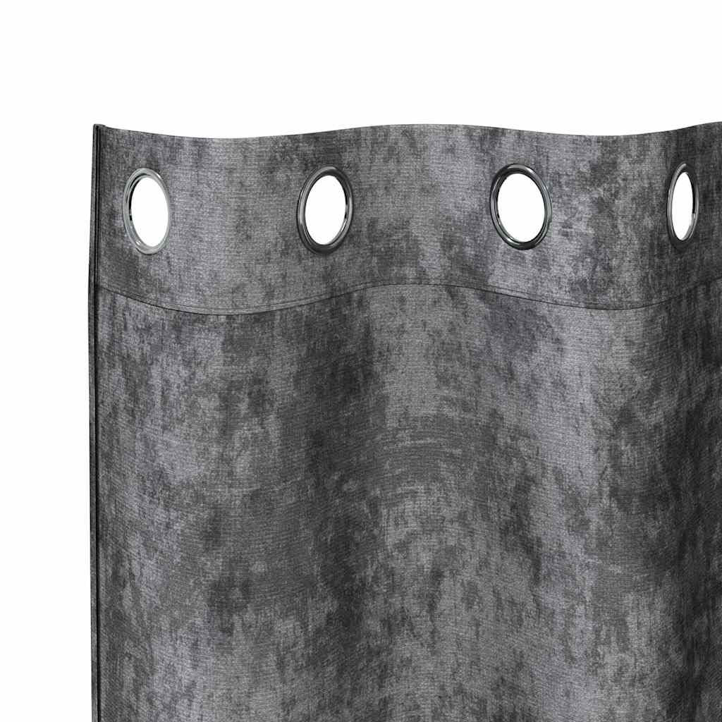 Velour Gardiner 2 stk. Grå 175 x 140 cm Fløjl