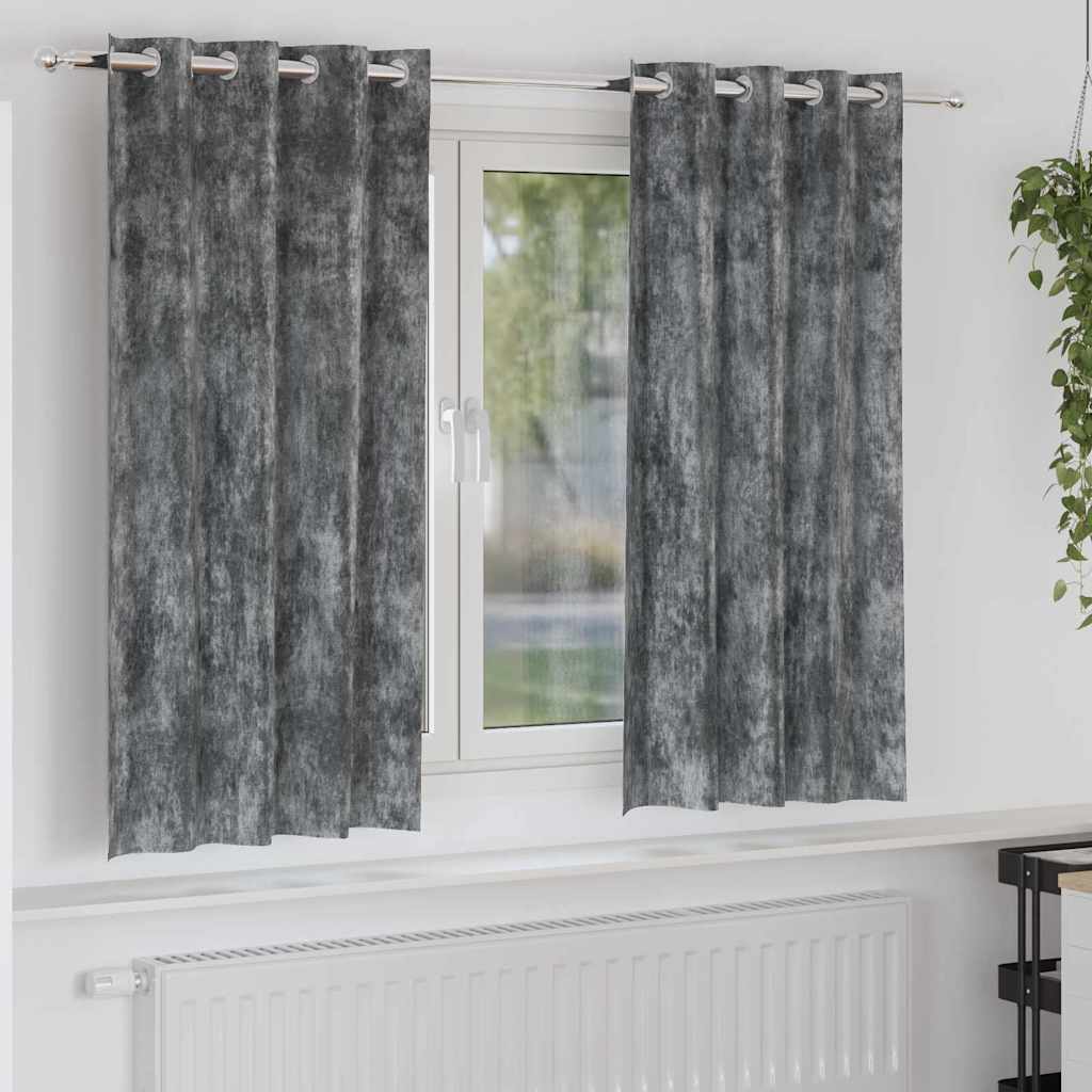 Velour Gardiner 2 stk. Grå 175 x 140 cm Fløjl