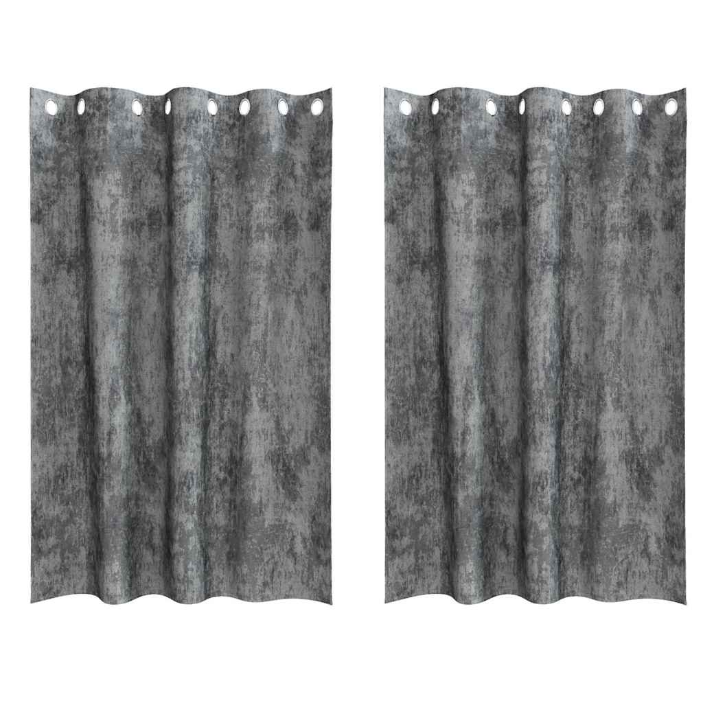 Velour Gardiner 2 stk. Grå 175 x 140 cm Fløjl