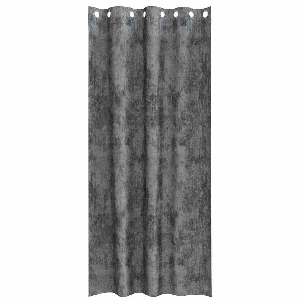 Velour Gardiner 2 stk. Grå 245 x 140 cm Fløjl