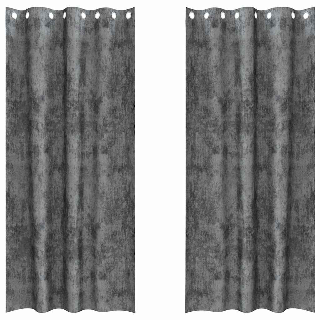 Velour Gardiner 2 stk. Grå 260 x 140 cm Fløjl