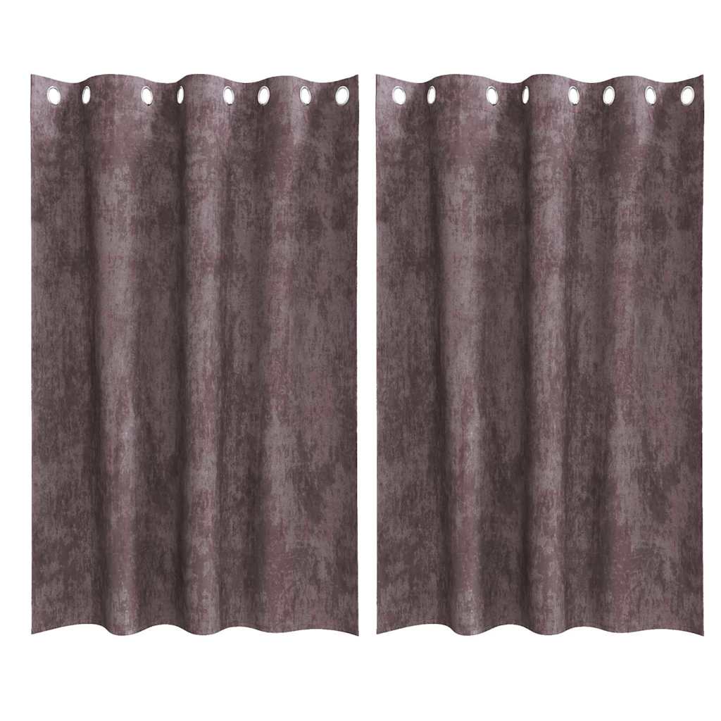 Velour Gardiner 2 stk. Brun 175 x 140 cm Fløjl