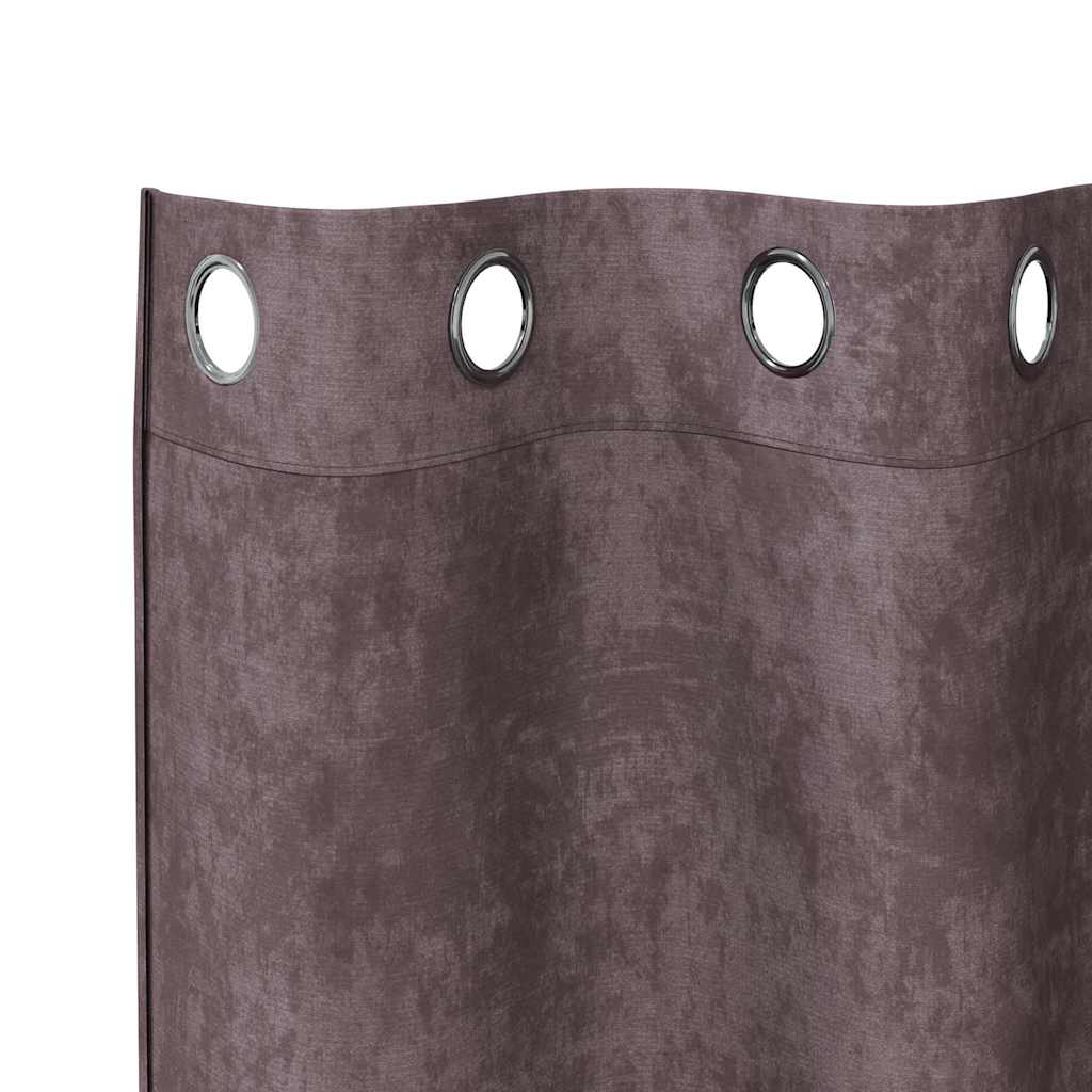 Velour Gardiner 2 stk. Brun 225 x 140 cm Fløjl