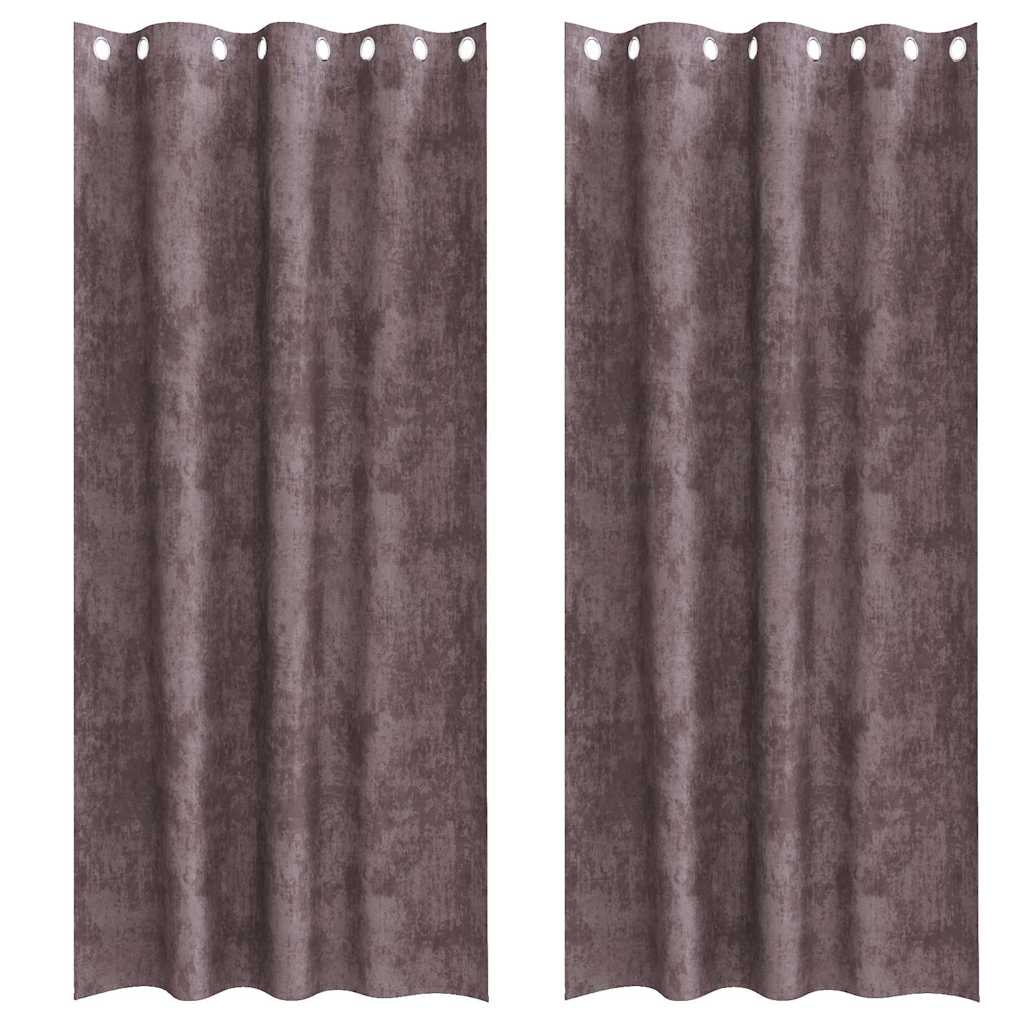 Velour Gardiner 2 stk. Brun 245 x 140 cm Fløjl