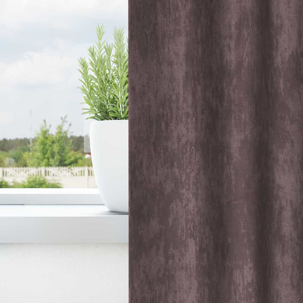 Velour Gardiner 2 stk. Brun 260 x 140 cm Fløjl