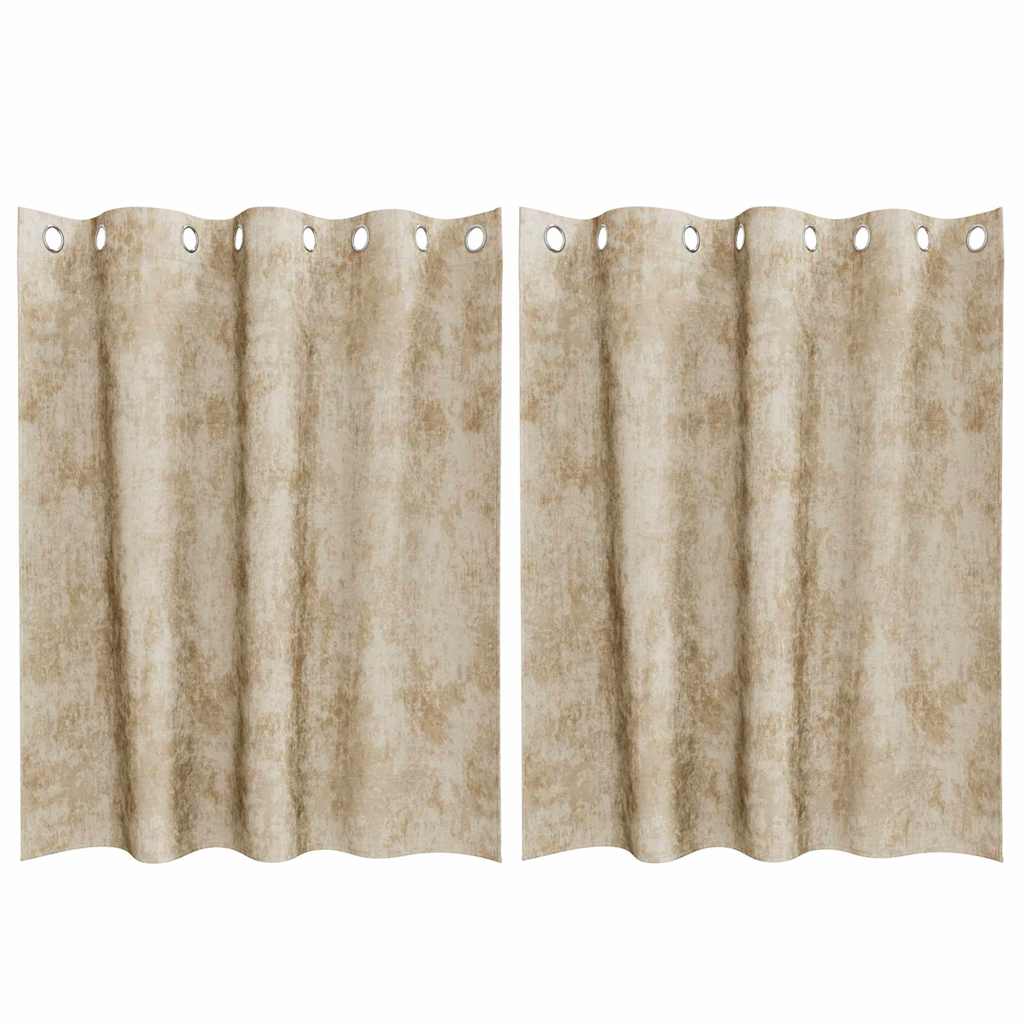 Velour Gardiner 2 stk. Creme 140 x 140 cm Fløjl