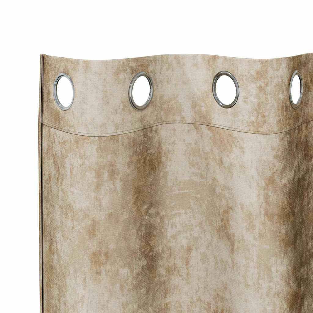 Velour Gardiner 2 stk. Creme 175 x 140 cm Fløjl