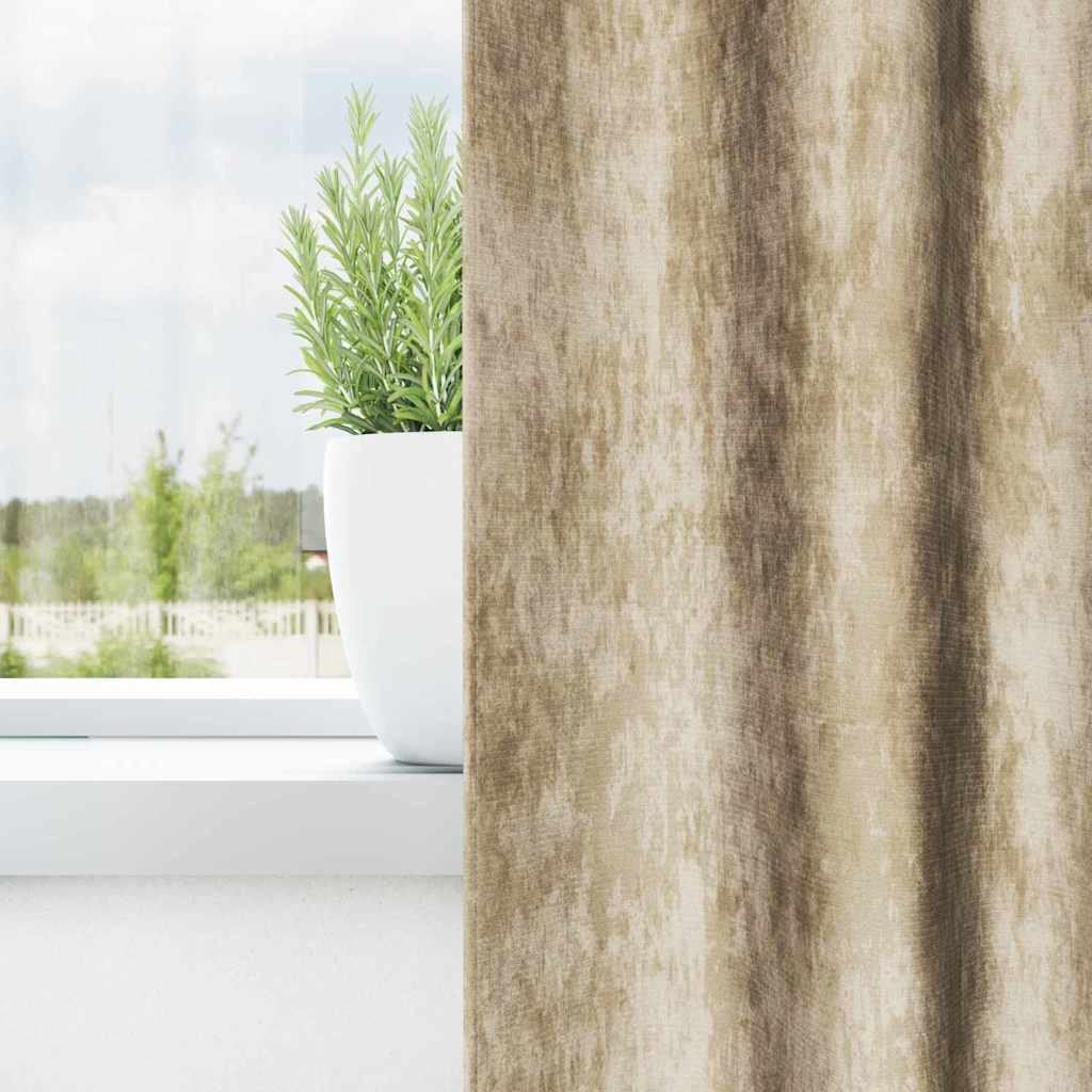 Velour Gardiner 2 stk. Creme 175 x 140 cm Fløjl
